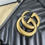 Gucci Women GG Marmont Medium Top Handle Bag Black Matelassé Chevron Leather - Imagen 8