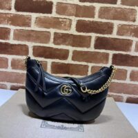 Gucci Women GG Marmont Small Shoulder Bag Matelassé Chevron Leather Black (11)