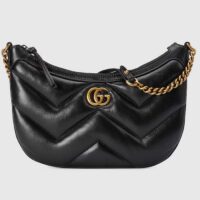 Gucci Women GG Marmont Small Shoulder Bag Matelassé Chevron Leather Black