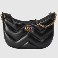 Gucci Women GG Marmont Small Shoulder Bag Matelassé Chevron Leather Black (11)