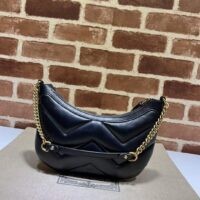 Gucci Women GG Marmont Small Shoulder Bag Matelassé Chevron Leather Black (11)