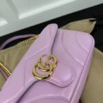 Gucci Women GG Marmont Small Shoulder Bag Pink Quilted Chevron Leather - Image 8