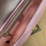 Gucci Women GG Marmont Small Shoulder Bag Pink Quilted Chevron Leather - Image 9