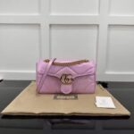 Gucci Women GG Marmont Small Shoulder Bag Pink Quilted Chevron Leather - Image 2