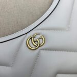 Gucci Women GG Marmont Small Shoulder White Matelassé Chevron Leather Double G - Image 6