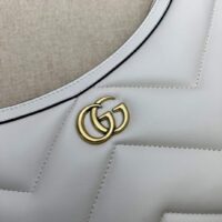 Gucci Women GG Marmont Small Shoulder White Matelassé Chevron Leather Double G (10)