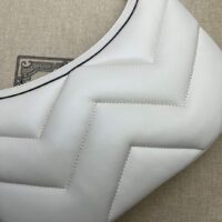 Gucci Women GG Marmont Small Shoulder White Matelassé Chevron Leather Double G (10)