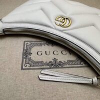 Gucci Women GG Marmont Small Shoulder White Matelassé Chevron Leather Double G (10)