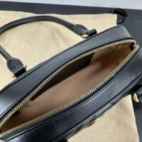Gucci Women GG Marmont Small Top Handle Bag Black Matelassé Leather Chevron (6)