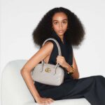 Gucci Women GG Marmont Small Top Handle Bag White Matelassé Leather Chevron - Imagen 11