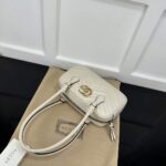 Gucci Women GG Marmont Small Top Handle Bag White Matelassé Leather Chevron - Imagen 5
