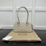 Gucci Women GG Marmont Small Top Handle Bag White Matelassé Leather Chevron - Imagen 3