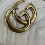 Gucci Women GG Marmont Small Top Handle Bag White Matelassé Leather Chevron - Imagen 8