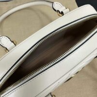 Gucci Women GG Marmont Small Top Handle Bag White Matelassé Leather Chevron (11)