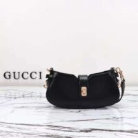 Gucci Women GG Moon Side Mini Shoulder Bag Black Leather Turn LockGucci Women GG Moon Side Mini Shoulder Bag Black Leather Turn Lock (5)