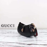Gucci Women GG Moon Side Mini Shoulder Bag Black Leather Turn LockGucci Women GG Moon Side Mini Shoulder Bag Black Leather Turn Lock (5)