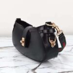 Gucci Women GG Moon Side Mini Shoulder Bag Black Leather Turn Lock - immagine 6