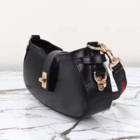 Gucci Women GG Moon Side Mini Shoulder Bag Black Leather Turn LockGucci Women GG Moon Side Mini Shoulder Bag Black Leather Turn Lock (5)