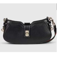 Gucci Women GG Moon Side Mini Shoulder Bag Black Leather Turn LockGucci Women GG Moon Side Mini Shoulder Bag Black Leather Turn Lock (5)