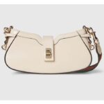 Gucci Women GG Moon Side Mini Shoulder Bag Ivory Leather Turn Lock