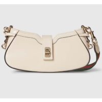 Gucci Women GG Moon Side Mini Shoulder Bag Ivory Leather Turn Lock