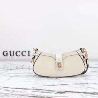 Gucci Women GG Moon Side Mini Shoulder Bag Ivory Leather Turn Lock (1)