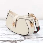 Gucci Women GG Moon Side Mini Shoulder Bag Ivory Leather Turn Lock - immagine 5