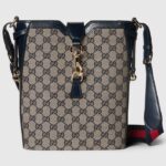 Gucci Women GG Original GG Medium Bucket Bag Beige Blue Canvas