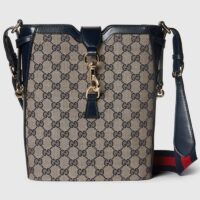 Gucci Women GG Original GG Medium Bucket Bag Beige Blue Canvas