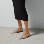 Gucci Women GG Slingback Ballet Flat Rose Beige Mesh GG Crystals Leather - Image 6