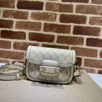 Gucci Women Gucci Horsebit 1955 GG Mini Bag Beige White GG Supreme Canvas (2)