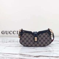 Gucci Women Moon Side Mini Shoulder Bag Beige Blue Original GG Canvas (7)