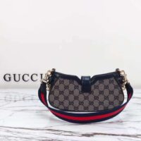 Gucci Women Moon Side Mini Shoulder Bag Beige Blue Original GG Canvas (7)