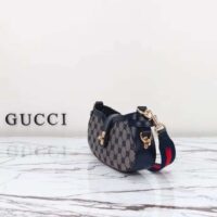 Gucci Women Moon Side Mini Shoulder Bag Beige Blue Original GG Canvas (7)