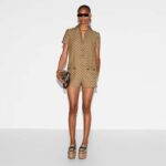 Gucci Women Original GG Canvas Jumpsuit Point Neck Short Sleeves Straight Fit - immagine 10