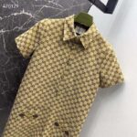 Gucci Women Original GG Canvas Jumpsuit Point Neck Short Sleeves Straight Fit - immagine 4