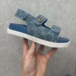 Gucci Women's Sandal Double G Blue GG Denim Rubber Flat – Image 7