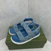 Gucci Women’s Sandal Double G Blue GG Denim Rubber Flat (9)