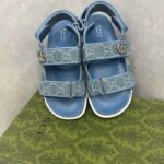 Gucci Women's Sandal Double G Blue GG Denim Rubber Flat – Image 4