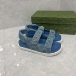 Gucci Women's Sandal Double G Blue GG Denim Rubber Flat – Image 3