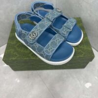 Gucci Women’s Sandal Double G Blue GG Denim Rubber Flat (9)