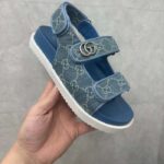 Gucci Women's Sandal Double G Blue GG Denim Rubber Flat – Image 8