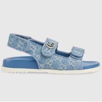 Gucci Women’s Sandal Double G Blue GG Denim Rubber Flat (9)