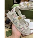 Gucci Women's Sandal Double G Ivory GG Crystal Canvas Rubber Sole Flat - Image 2