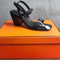 Hermes Women Ivresse 65 Sandal Black Leather 6.6 CM Heel (4)