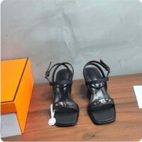 Hermes Women Ivresse 65 Sandal Black Leather 6.6 CM Heel (4)