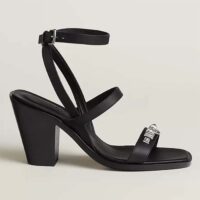 Hermes Women Ivresse 65 Sandal Black Leather 6.6 CM Heel (4)