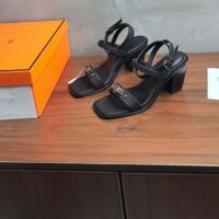 Hermes Women Ivresse 65 Sandal Black Leather 6.6 CM Heel (4)