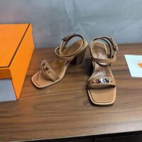 Hermes Women Ivresse 65 Sandal Brown Leather 6.6 CM Heel (8)