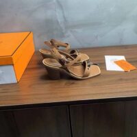 Hermes Women Ivresse 65 Sandal Brown Leather 6.6 CM Heel (8)